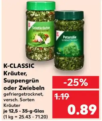 Kaufland K-CLASSIC Kräuter Suppengrün oder Zwiebeln 12,5-35-g-Glas Angebot