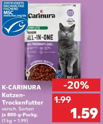 Kaufland K-CARINURA Katzen- Trockenfutter 800 g Packg. Angebot