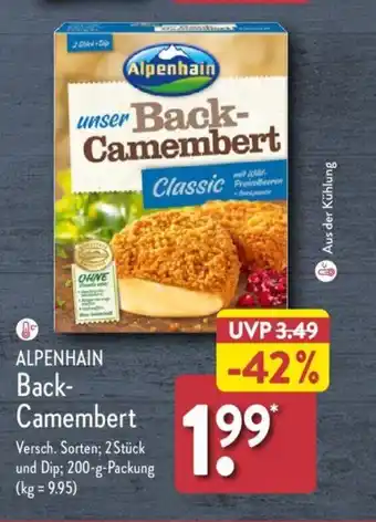 Aldi Nord ALPENHAIN Back-Camembert Versch. Sorten; 2 Stück und Dip; 200-g-Packung Angebot