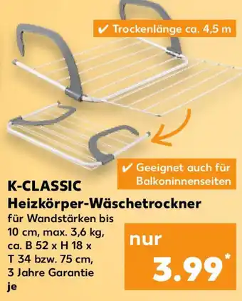 Kaufland K-CLASSIC Heizkörper-Wäschetrockner Angebot