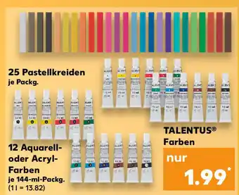 Kaufland TALENTUS Farben 12 Aquarell- oder Acryl- Farben 144 ml Packg. Angebot