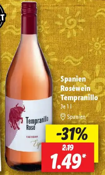 Lidl Spanien Roséwein Tempranillo 1L Angebot