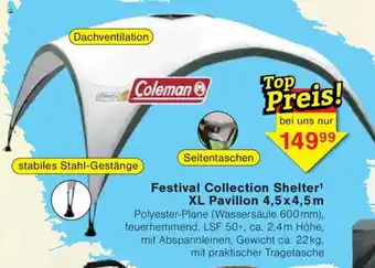 Jawoll Festival Collection Shelter XL Pavillon 4,5x4,5m Angebot