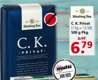 Multi Markt Bünting Tee C.K. Privat 500g Angebot