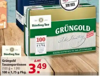 Multi Markt Bünting Tee Grüngold Tassenportionen 100x1,75g Angebot