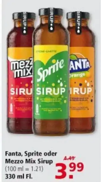 Multi Markt Fanta, Sprite oder Mezzo Mix Sirup 330ml Angebot