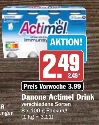 AEZ Danone Actimel Drink 8 x 100 g Packung Angebot