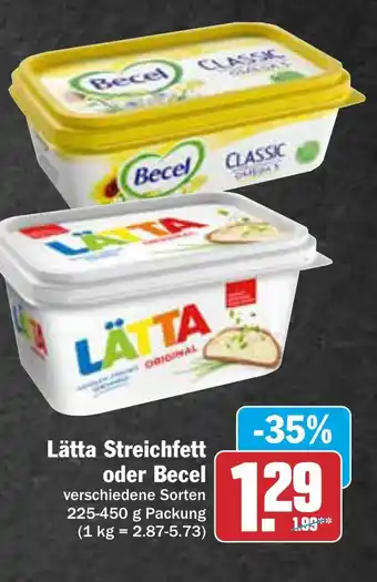 AEZ Lätta Streichfett oder Becel 225-450 g Packung Angebot