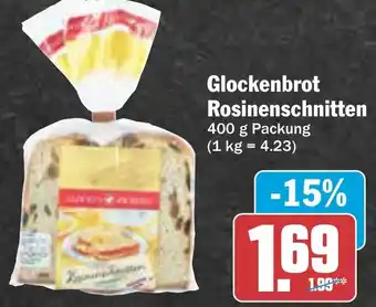 AEZ Glockenbrot Rosinenschnitten 400 g Packung Angebot