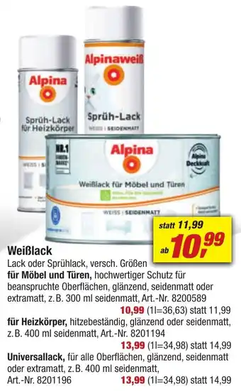 toom Baumarkt Alpina WeiBlack Angebot