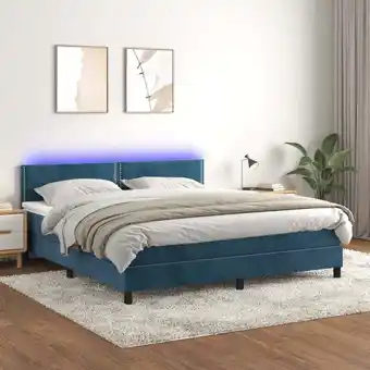 ManoMano Bonnevie - Boxspringbett,Schlafzimmerbett mit Matratze & led Dunkelblau 180x200 cm Samt vidaXL86496 Angebot