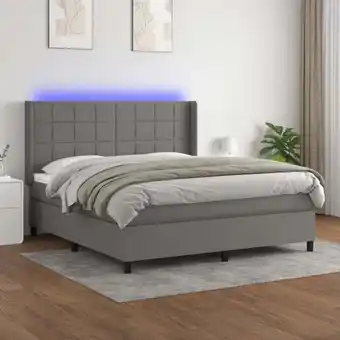 ManoMano Boxspringbett mit Matratze & LED,Bettgestell für Erwachsene,Taschenfederkernmatratze Dunkelgrau 160x200 cm Stoff -BNC10234 Angebot