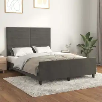 ManoMano Bettgestell mit Kopfteil, Schlafzimmerbett/Doppelbett, Erwachsenenbett Dunkelgrau 140x200 cm Samt XTJTE276432 Maisonchic Angebot