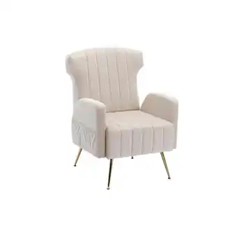 ManoMano Accent Chair, Freizeit-Einzelstuhl mit goldenen Füßen OKWISH - Beige Angebot