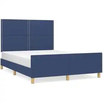 ManoMano Bettgestell für Erwachsenenbett,Bettrahmen Metallbett mit Kopfteil,Schlafzimmerbett Blau 140x200 cm Stoff -Maison 44021 - Bla Angebot