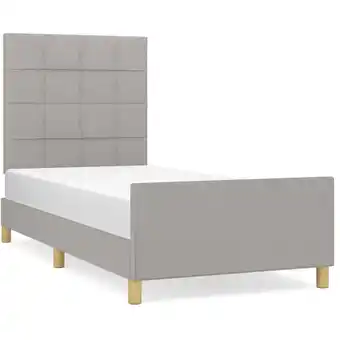 ManoMano Bettgestell für Erwachsenenbett,Bettrahmen Metallbett mit Kopfteil,Schlafzimmerbett Hellgrau 100x200 cm Stoff -Maison 89766 - Angebot