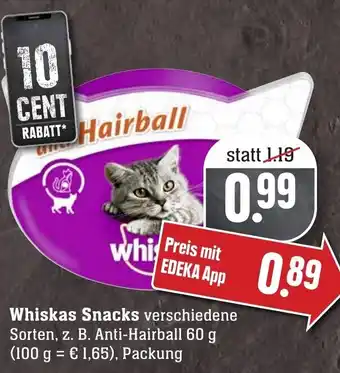 Edeka Neukauf Whiskas Snacks 60g Angebot