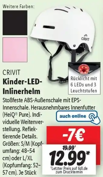 Lidl CRIVIT Kinder-LED Inlinerhelm Angebot