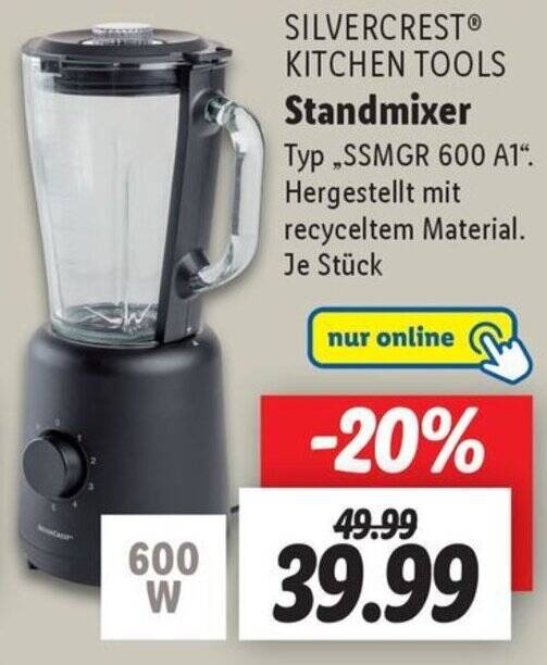 SILVERCREST KITCHEN TOOLS Standmixer „SSMGR 600 A1" Angebot bei Lidl