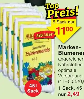 Wiglo Wunderland Marken Blumenerde 45 L Sack Angebot