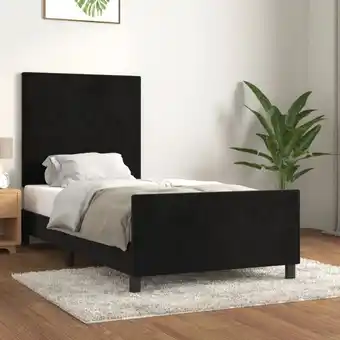 ManoMano Bettgestell mit Kopfteil, Schlafzimmerbett, Erwachsenenbett Schwarz 90x200 cm Samt XJYX85668 Maisonchic Angebot