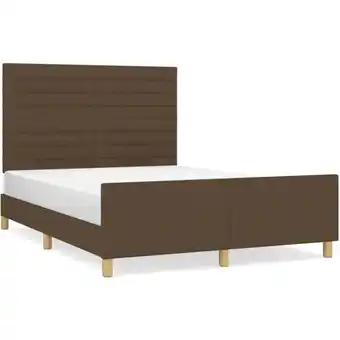 ManoMano Bonnevie - Bettrahmen für Einzelbett,Metallbett, Bettgestell mit Kopfteil Dunkelbraun 140x190 cm Stoff 77771 Angebot