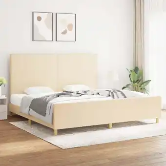 ManoMano Bettgestell mit Kopfteil, Schlafzimmerbett/Doppelbett, Erwachsenenbett Creme 200x200 cm Stoff GTRD46714 Maisonchic Angebot