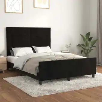 ManoMano Bettgestell mit Kopfteil, Schlafzimmerbett/Doppelbett, Erwachsenenbett Schwarz 140x200 cm Samt GTRD17646 Maisonchic Angebot