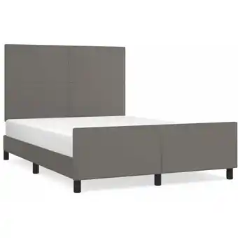 ManoMano Bettrahmen für Einzelbett,Metallbett, Bettgestell mit Kopfteil Grau 140x200 cm Kunstleder -BonneVie 57081 - Grau Angebot