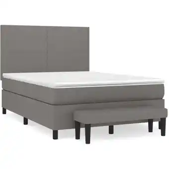 ManoMano Boxspringbett mit Matratze,Betten für Erwachsene,Bettgestell und Polsterbett,Schlafzimmerbett Dunkelgrau 140x200 cm Stoff -Ma Angebot