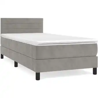 ManoMano Bettrahmen Einzelbett,Bettgestell und Polsterbett,Boxspringbett mit Matratze Hellgrau 80x200 cm Samt Bonnevie 10048 - Grau Angebot