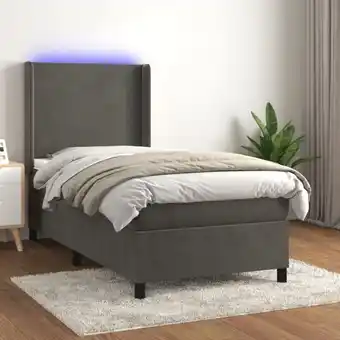 ManoMano Boxspringbett mit Matratze & LED,Bettgestell für Erwachsene,Taschenfederkernmatratze Dunkelgrau 90x200 cm Samt -BNC15519 Angebot