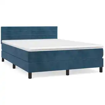 ManoMano Bettrahmen Einzelbett,Bettgestell und Polsterbett,Boxspringbett mit Matratze Dunkelblau 140x200 cm Samt -BonneVie 58663 Angebot