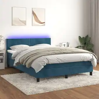 ManoMano Boxspringbett mit Matratze & LED,Schlafzimmerbett,Polsterbett,Hotellbett Dunkelblau 140x200 cm Samt XJYX28039 Maisonchic Angebot