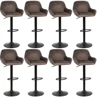 ManoMano 8er-Set Barhocker, Hochstuhl, 360° drehbar, höhenverstellbar, mit Rückenlehne und Fußstütze, Samt, Braun - Haloyo Angebot