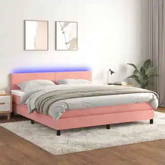 ManoMano Boxspringbett mit Matratze & LED,Schlafzimmerbett,Polsterbett,Hotellbett Rosa 160x200 cm Samt FRJR120658 Maisonchic Angebot