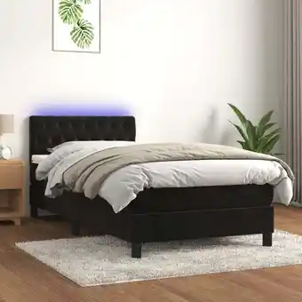 ManoMano Boxspringbett mit Matratze & LED,Schlafzimmerbett,Polsterbett,Hotellbett Schwarz 90x200 cm Samt XJYX33277 Maisonchic Angebot