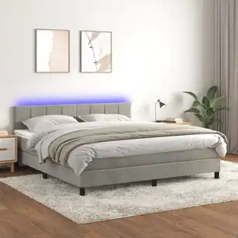 ManoMano Boxspringbett mit Matratze & LED,Bettgestell für Erwachsene,Taschenfederkernmatratze Hellgrau 180x200 cm Samt -BNC19079 Angebot