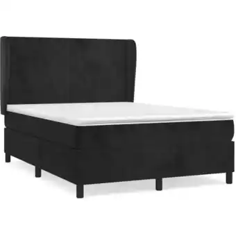 ManoMano Bettgestell mit Matratze,Betten für Erwachsene,Boxspringbett,Schlafzimmerbett Schwarz 140x190 cm Samt -Maison 52184 - Schwarz Angebot