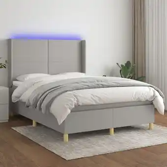 ManoMano Boxspringbett mit Matratze & LED,Schlafzimmerbett,Polsterbett,Hotellbett Hellgrau 140x190 cm Stoff FRJR517284 Maisonchic Angebot