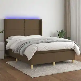 ManoMano Boxspringbett mit Matratze & LED,Bettgestell für Erwachsene,Taschenfederkernmatratze Dunkelbraun 140x200 cm Stoff -BNC37848 Angebot