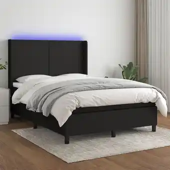 ManoMano Boxspringbett mit Matratze & LED,Bettgestell für Erwachsene,Taschenfederkernmatratze Schwarz 140x190 cm Stoff -BNC75876 - Sch Angebot