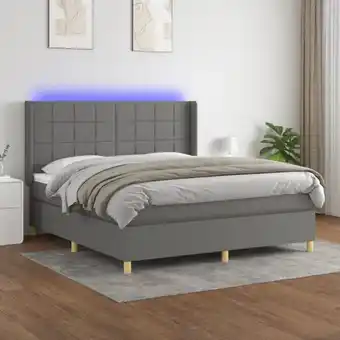 ManoMano Boxspringbett mit Matratze & LED,Schlafzimmerbett,Polsterbett,Hotellbett Dunkelgrau 160x200 cm Stoff DXJT173257 Maisonchic Angebot