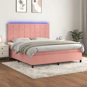 ManoMano Boxspringbett mit Matratze & LED,Schlafzimmerbett,Polsterbett,Hotellbett Rosa 180x200 cm Samt DXJT247177 Maisonchic Angebot