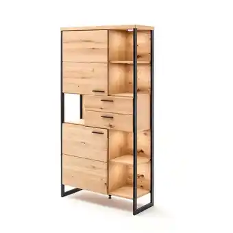 ManoMano Wohn- / Esszimmer Vitrinenschrank in Eiche Bianco geölt (teilmassiv) SOMBOR-05, b/h/t ca. 95/186/38 cm - braun Angebot