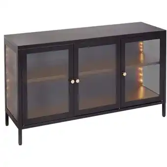 ManoMano Beliani - Sideboard Schwarz Stahl mit led Licht Glasfront 35 x 115 x 65 cm mit Griffen 3 Türen 2 Regalböden Wohnzimmer Büro A Angebot