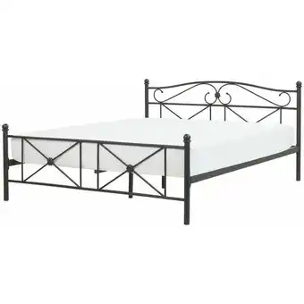 ManoMano Metallbett Schwarz 160 x 200 cm Mit Lattenrost Stabile Konstruktion Metall Verzierungen Romantisch Klassisch - Schwarz Angebot