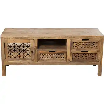 ManoMano Mango -Holz -TV -Schrank mit Tür und 3 Schubladen 120x40x50cmpour alle Stile, um zu Hause eine Note zu verleihen Angebot