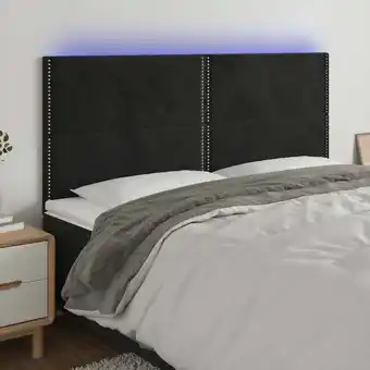 ManoMano Kopfteil LED Déco Kopfteil für Betten Heimdekoration Schwarz 180x5x118/128 cm Samt DE29842 Angebot