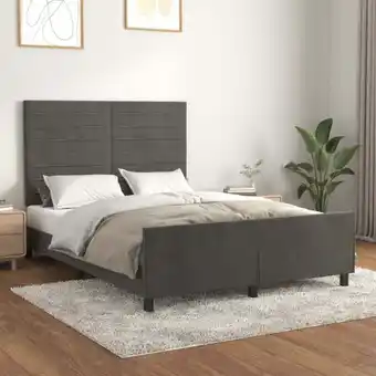 ManoMano Bett mit Kopfteil - Jugendbett Bettgestell Dunkelgrau 140x190 cm Samt BV353509 - BonneVie Angebot